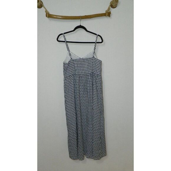 MODCLOTH Dress Navy Gingham Quite Clearly Charismatic Midi Button Dress Large - Picture 4 of 10